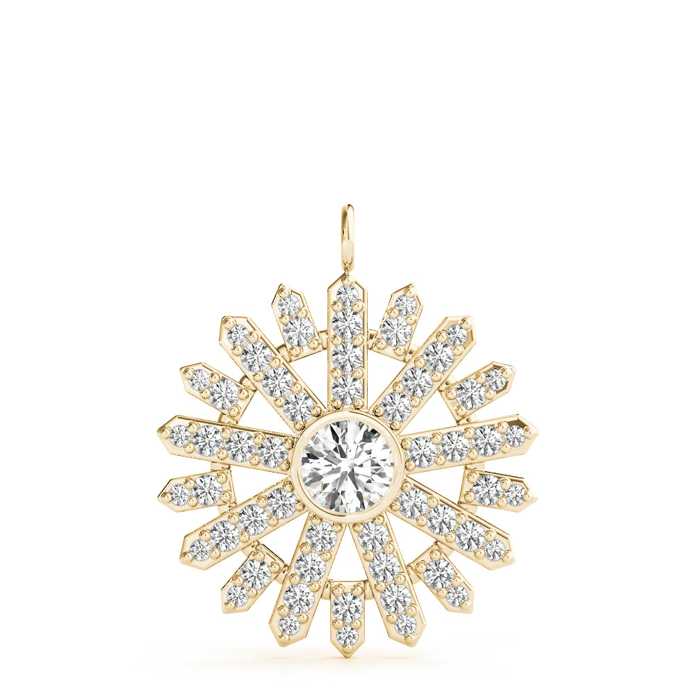 Lab Grown Starburst Bezel Set Pendant Necklace