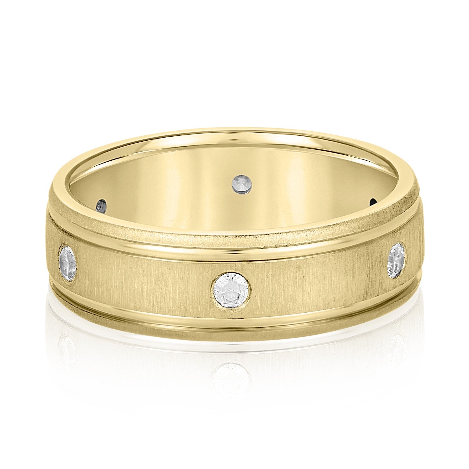 Lab Grown Diamond 6Mm Heavy Wt Mens Band W/Dia