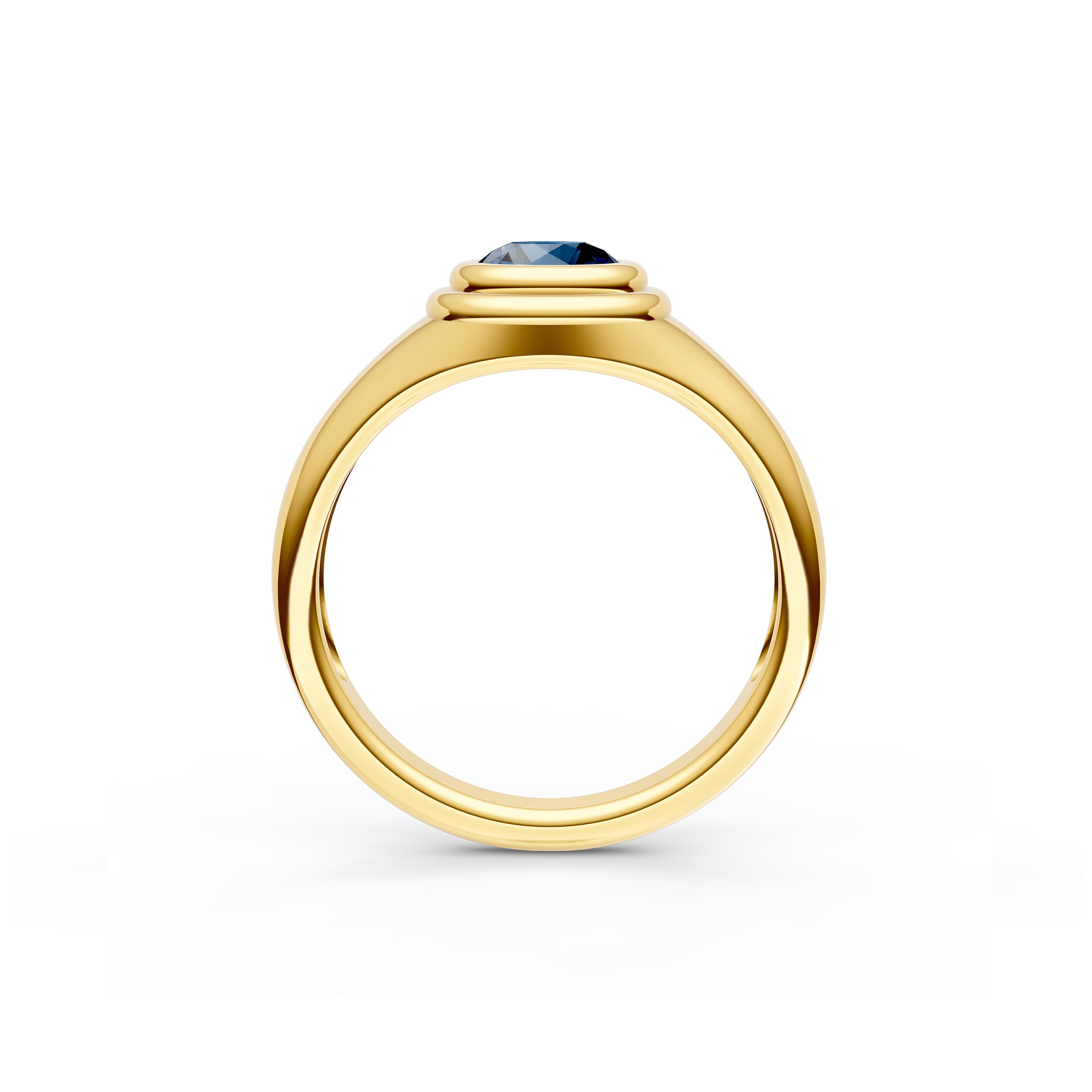 1/2ct Round London Blue Bezel Pinky Ring