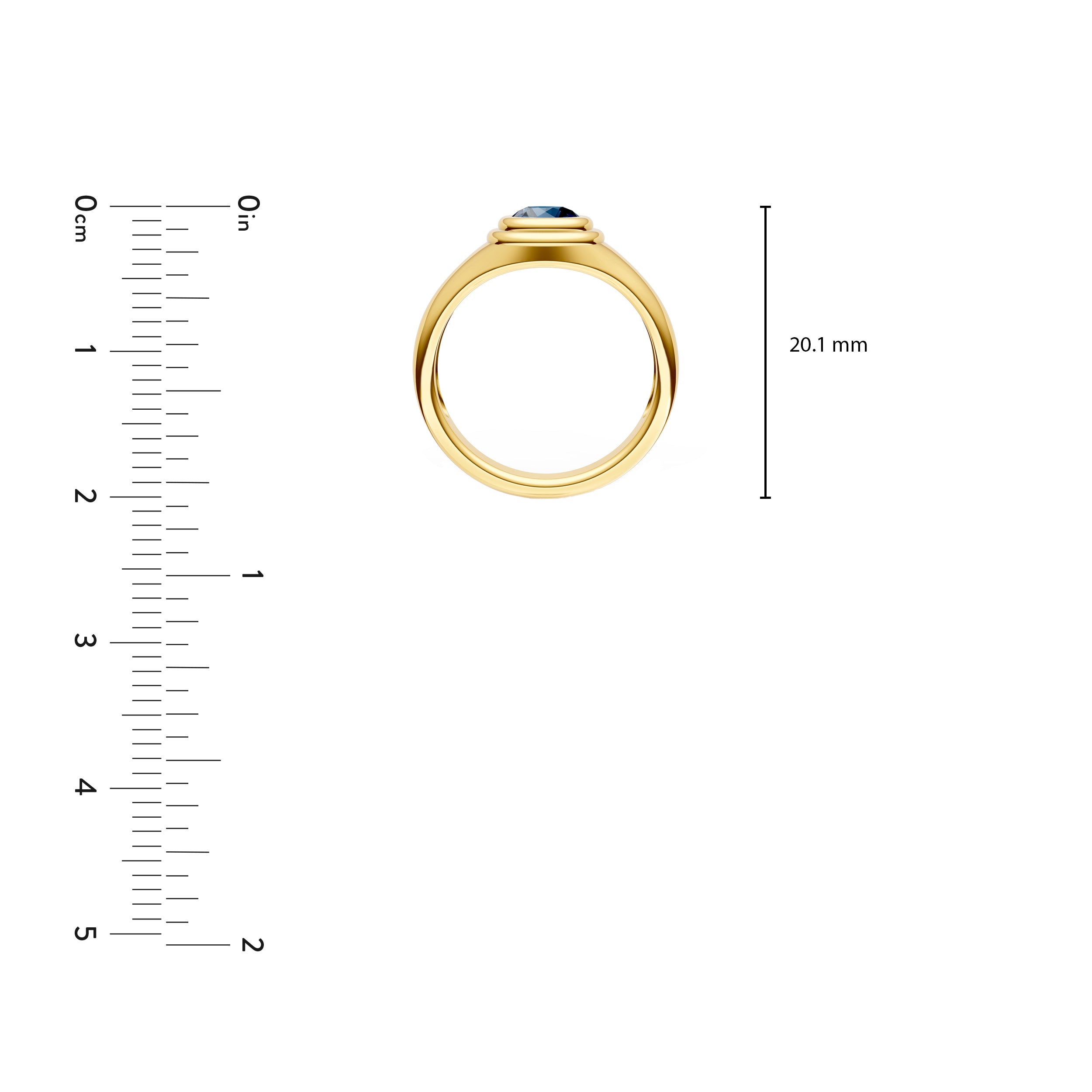 1/2ct Round London Blue Bezel Pinky Ring