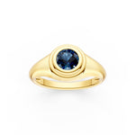 1/2ct Round London Blue Bezel Pinky Ring