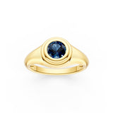1/2ct Round London Blue Bezel Pinky Ring