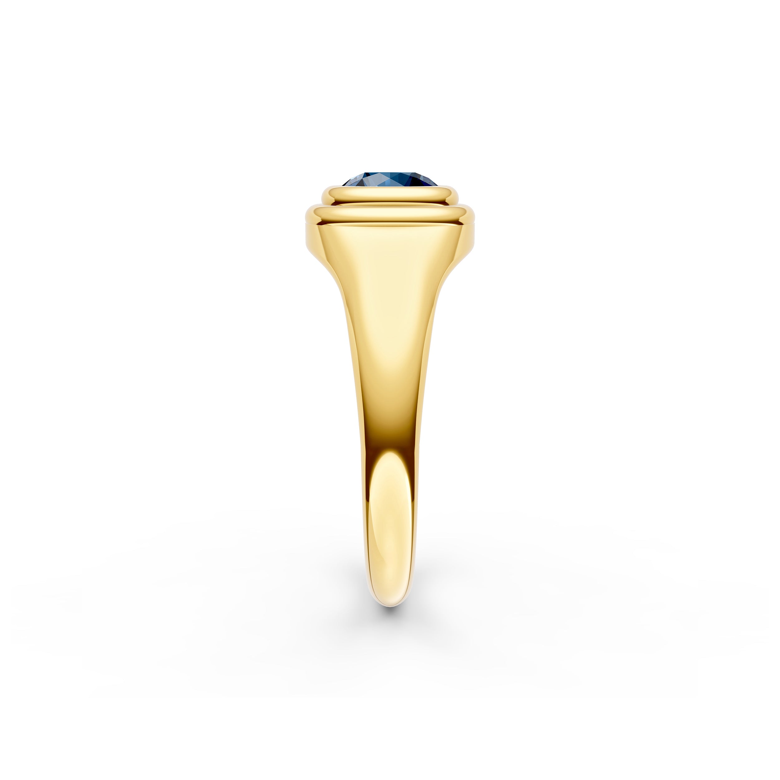 1/2ct Round London Blue Bezel Pinky Ring