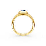 1/2ct Round London Blue Bezel Pinky Ring
