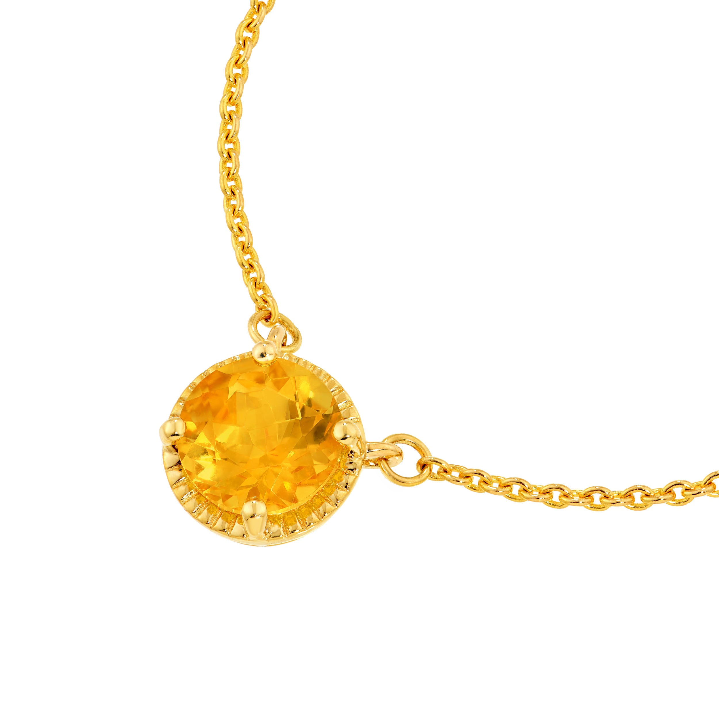 6.50mm Round Citrine Pendant Necklace