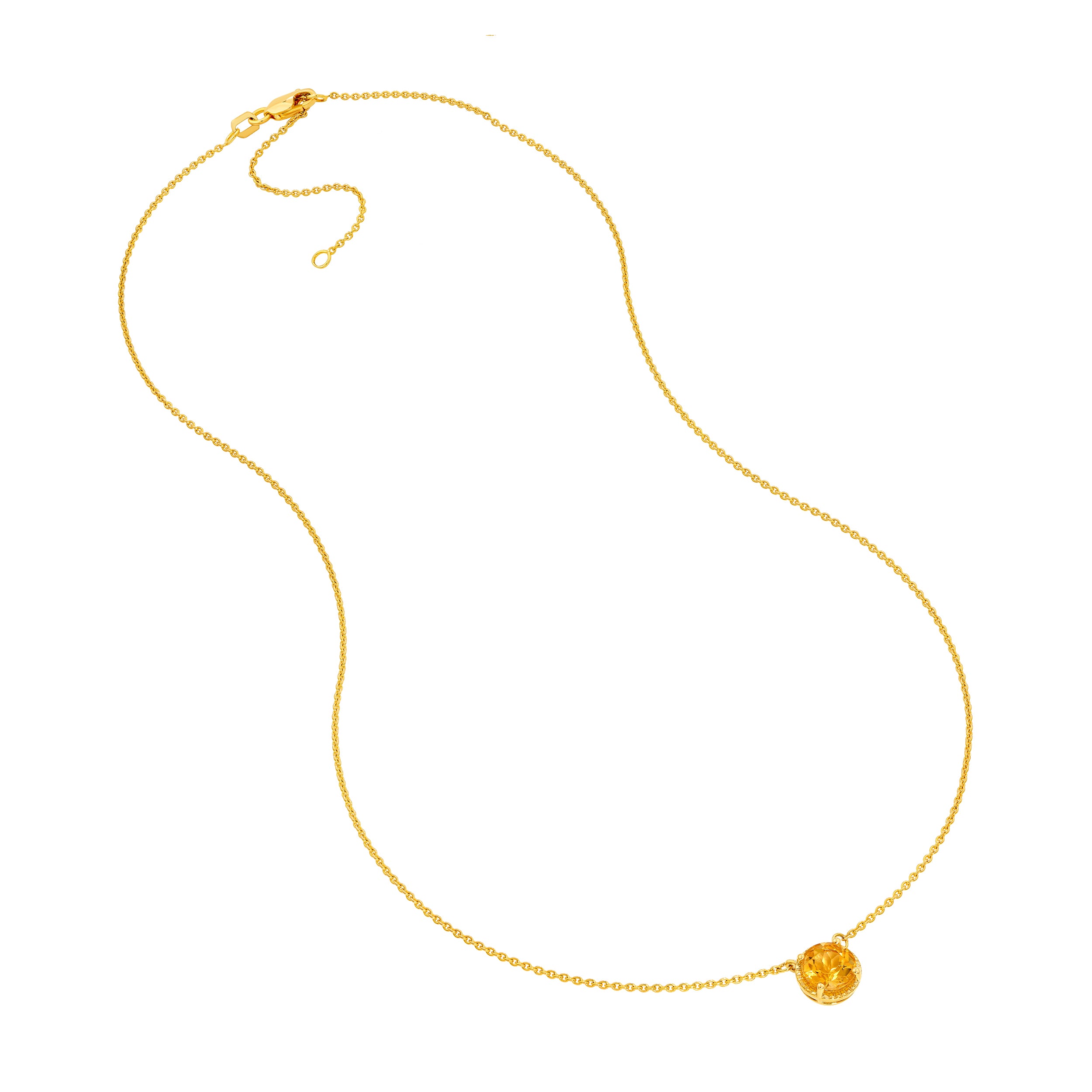6.50mm Round Citrine Pendant Necklace