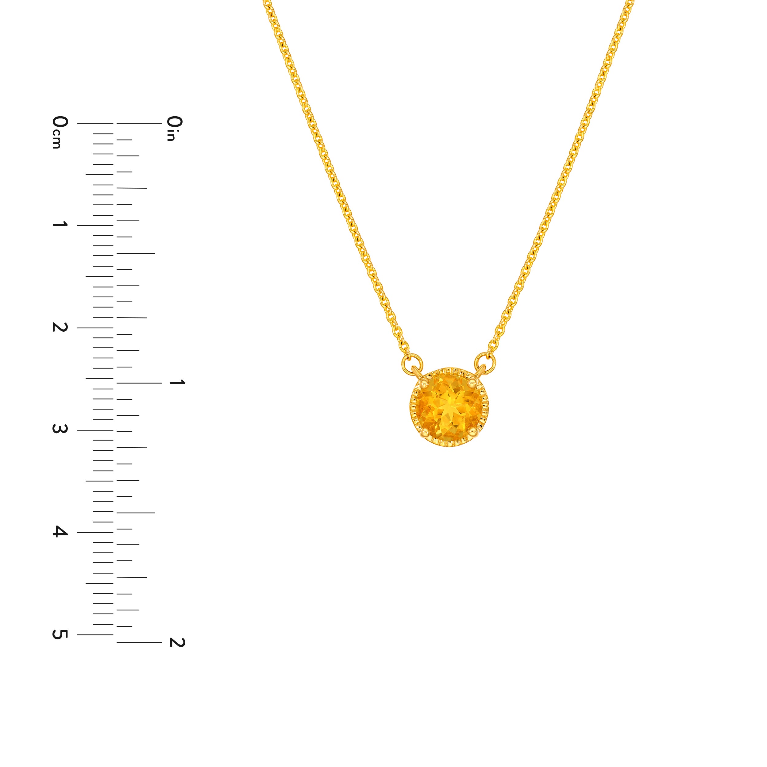 6.50mm Round Citrine Pendant Necklace