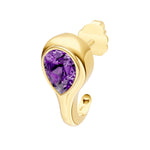 Pear Purple Amethyst Bezel Stud Earrings