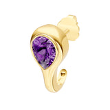 Pear Purple Amethyst Bezel Stud Earrings