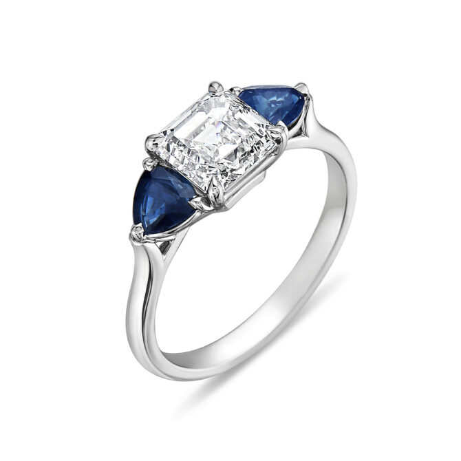 Sapphire Diamond 3 Stone ring - Image 2