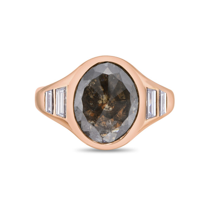 Salt & Pepper Diamond Signet Ring