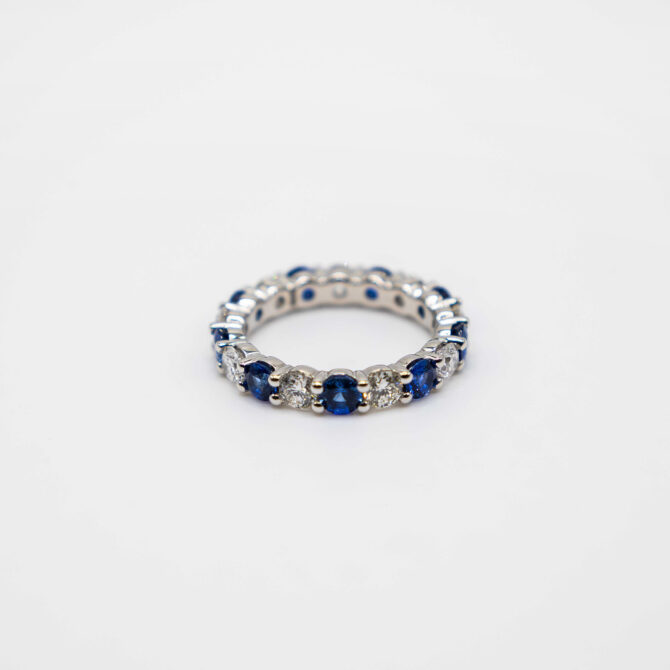 Diamond & Sapphire Eternity Stackable Ring